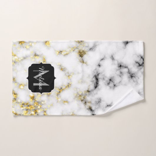 Zwarte en witte goudsparametensmaak Monogram Bad Handdoek (Handdoek)