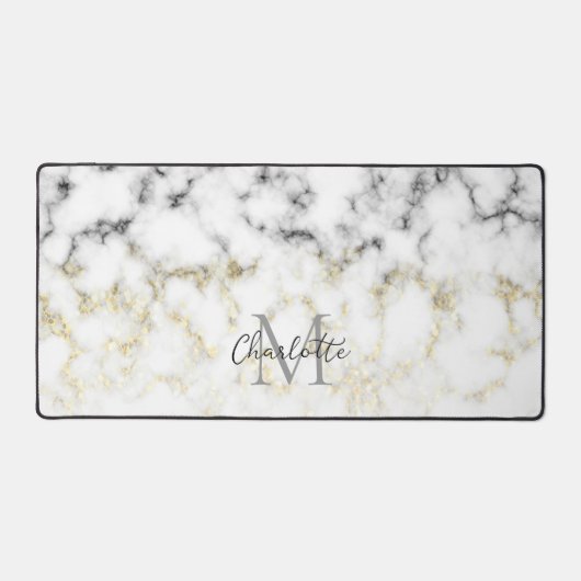 Zwarte en witte goudsparametensmaak Monogram Bureaumat (Voorkant)