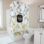 Zwarte en witte goudsparametensmaak Monogram Douchegordijn (In situ)
