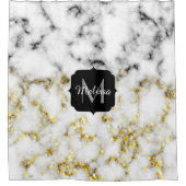 Zwarte en witte goudsparametensmaak Monogram Douchegordijn (Voorkant)