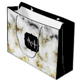 Zwarte en witte goudsparametensmaak Monogram Groot Cadeauzakje (Voorkant Gekanteld)