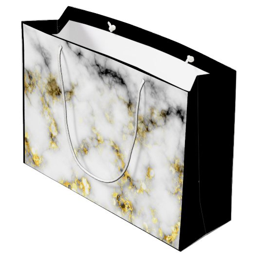 Zwarte en witte goudsparametensmaak Monogram Groot Cadeauzakje (Achterkant Gekanteld)