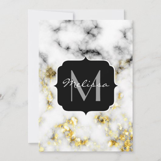 Zwarte en witte goudsparametensmaak Monogram Kaart (Voorkant)