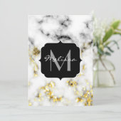 Zwarte en witte goudsparametensmaak Monogram Kaart (Staand voorkant)