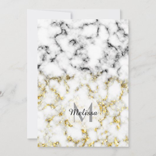 Zwarte en witte goudsparametensmaak Monogram Kaart (Voorkant)