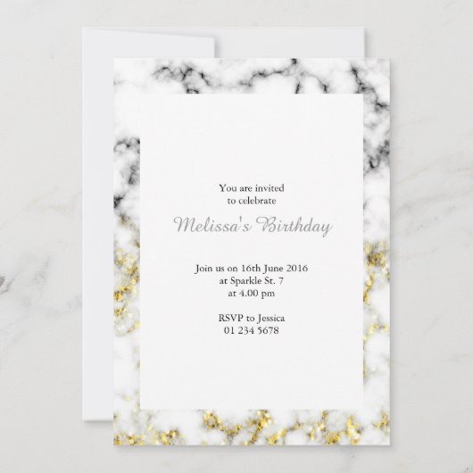 Zwarte en witte goudsparametensmaak Monogram Kaart (Achterkant)