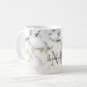 Zwarte en witte goudsparametensmaak Monogram Koffiemok (Voorkant links)