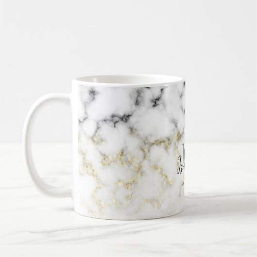 Zwarte en witte goudsparametensmaak Monogram Koffiemok (Links)