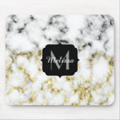Zwarte en witte goudsparametensmaak Monogram Muismat (Voorkant)