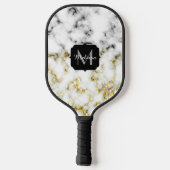 Zwarte en witte goudsparametensmaak Monogram Pickleball Paddle (Achterkant)