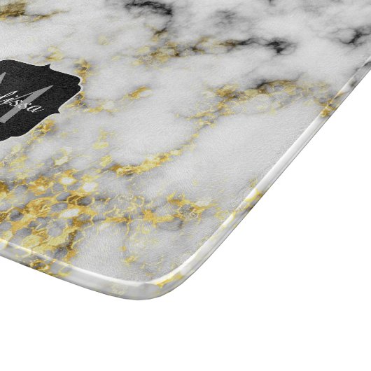 Zwarte en witte goudsparametensmaak Monogram Snijplank (Hoek)