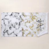 Zwarte en witte goudsparametensmaak Monogram Strandlaken (Voorkant)