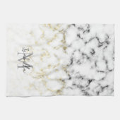 Zwarte en witte goudsparametensmaak Monogram Theedoek (Horizontaal)