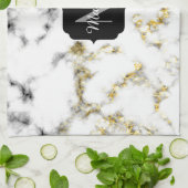 Zwarte en witte goudsparametensmaak Monogram Theedoek (Gevouwen)