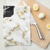 Zwarte en witte goudsparametensmaak Monogram Theedoek (Quarter Fold)