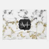 Zwarte en witte goudsparametensmaak Monogram Theedoek (Horizontaal)