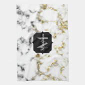 Zwarte en witte goudsparametensmaak Monogram Theedoek (Verticaal)
