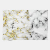 Zwarte en witte goudsparametensmaak Monogram Theedoek (Horizontaal)