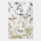 Zwarte en witte goudsparametensmaak Monogram Theedoek (Verticaal)