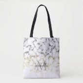 Zwarte en witte goudsparametensmaak Monogram Tote Bag (Voorkant)