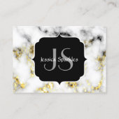 Zwarte en witte goudsparametensmaak Monogram Visitekaartje (Achterkant)
