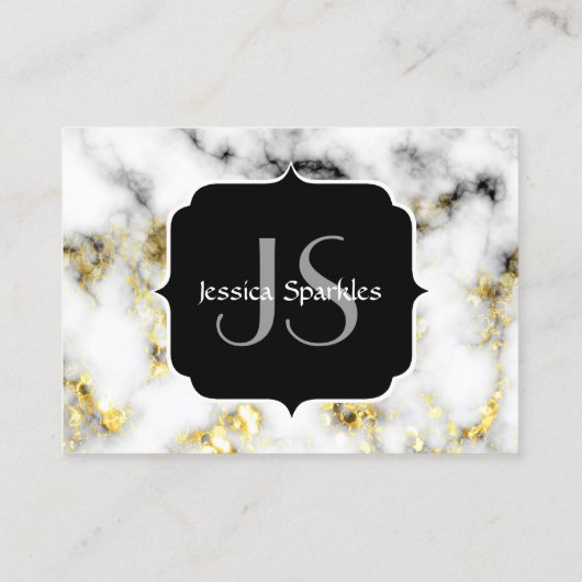 Zwarte en witte goudsparametensmaak Monogram Visitekaartje (Achterkant)