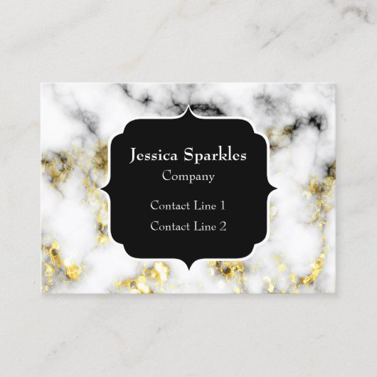 Zwarte en witte goudsparametensmaak Monogram Visitekaartje (Voorkant)