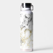 Zwarte en witte goudsparametensmaak Monogram Waterfles (Achterkant)