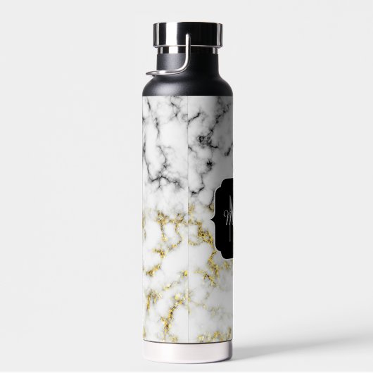 Zwarte en witte goudsparametensmaak Monogram Waterfles (Rechts)