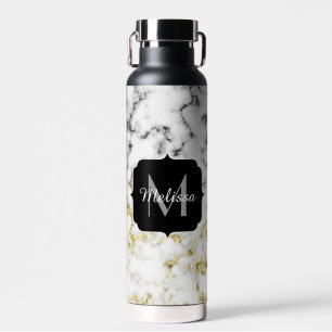 Zwarte en witte goudsparametensmaak Monogram Waterfles