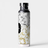 Zwarte en witte goudsparametensmaak Monogram Waterfles (Links)