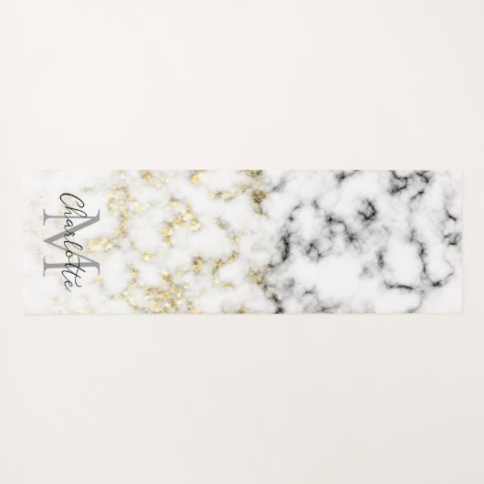 Zwarte en witte goudsparametensmaak Monogram Yogamat (Achterkant (horizontaal))