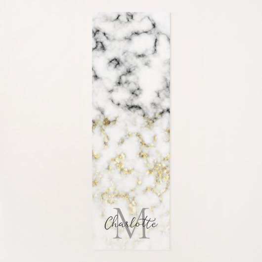 Zwarte en witte goudsparametensmaak Monogram Yogamat (Voorkant)