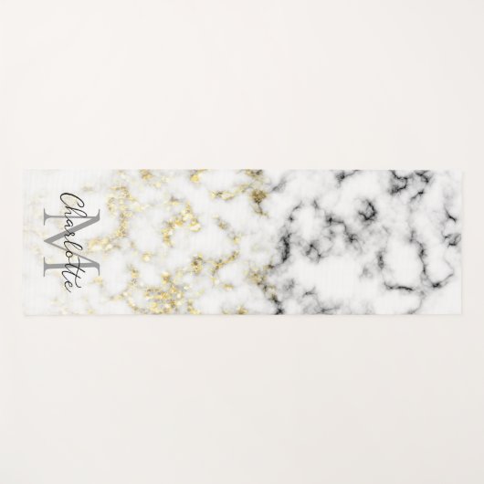 Zwarte en witte goudsparametensmaak Monogram Yogamat (Voorkant (horizontaal))