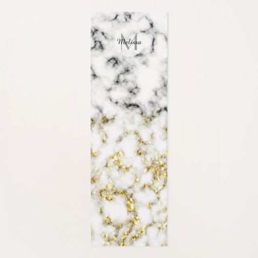 Zwarte en witte goudsparametensmaak Monogram Yogamat (Voorkant)