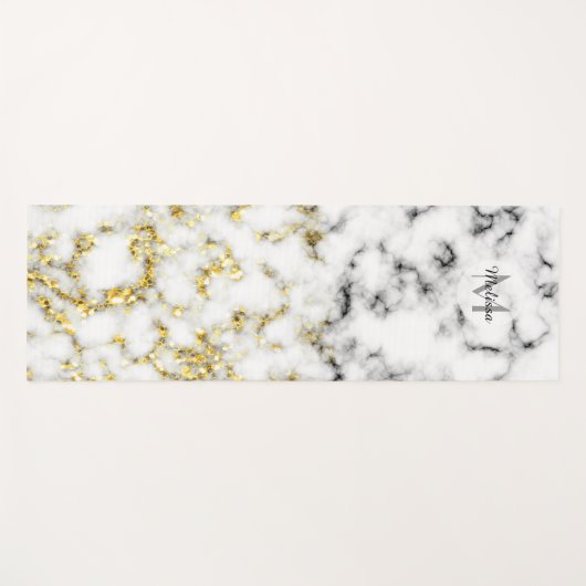 Zwarte en witte goudsparametensmaak Monogram Yogamat (Voorkant (horizontaal))