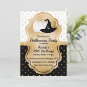 Zwarte en witte goudvlekken Halloween Birthday Kaart (Staand voorkant)