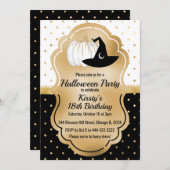 Zwarte en witte goudvlekken Halloween Birthday Kaart (Voorkant / Achterkant)