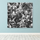 zwarte en witte graffiti canvas (Insitu (Houten vloer))