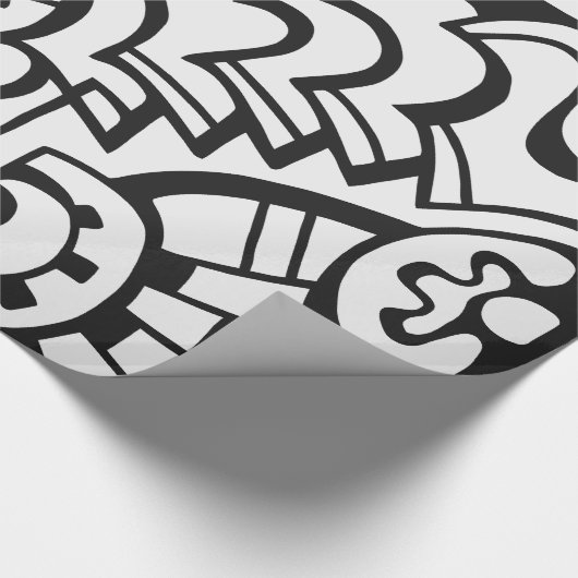 Zwarte en witte graffiti straatkunst cadeaupapier (Hoek)