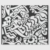 Zwarte en witte graffiti straatkunst cadeaupapier (Vlak)