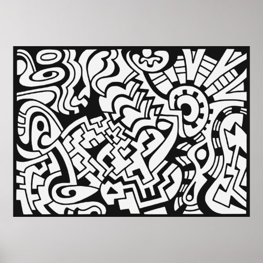 Zwarte en witte graffiti straatkunst poster (Voorkant)