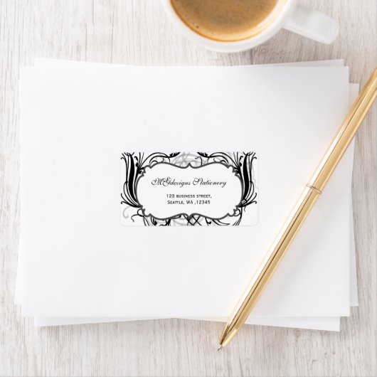 zwarte en witte grafische adresetiketten etiket (Insitu)