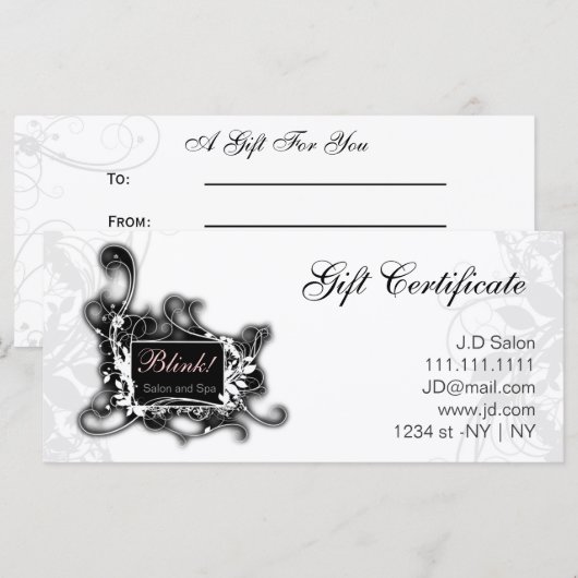 zwarte en witte grafische cadeaubonnen (Voorkant / Achterkant)
