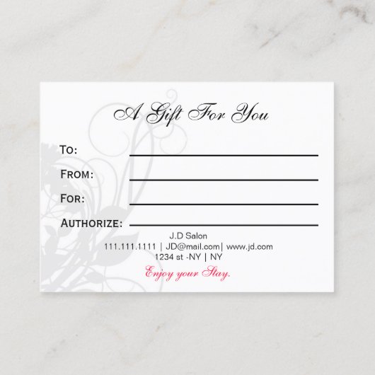 zwarte en witte grafische cadeaubonnen kortingskaartje (Achterkant)