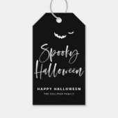 Zwarte en Witte Griezelige Halloween Borstel Calli Cadeaulabel (Voorkant)
