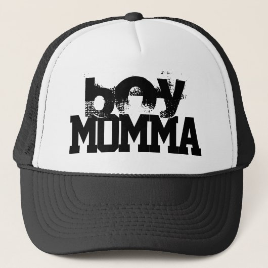 zwarte en witte grijze BOY MOMMA-letters | Trucker Pet (Voorkant)