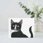 Zwarte en witte groene oogkat briefkaart (Staand voorkant)