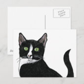Zwarte en witte groene oogkat briefkaart (Voorkant / Achterkant)