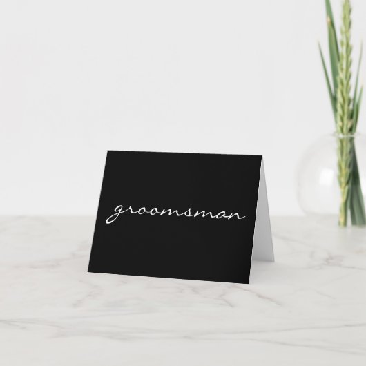 Zwarte en Witte Groomsman Bedankkaart (Voorkant)